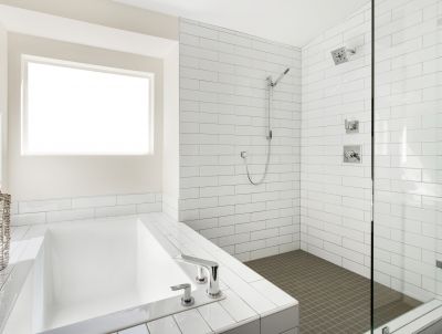 Contemporary Shower with Textured Tiles